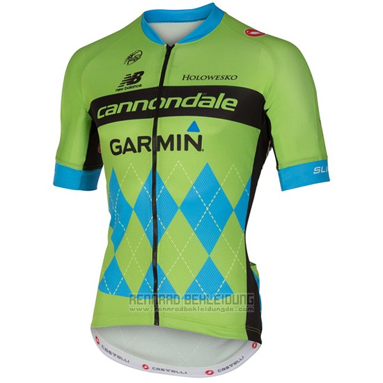 2017 Fahrradbekleidung Cannondale Grun und Blau Trikot Kurzarm und Tragerhose